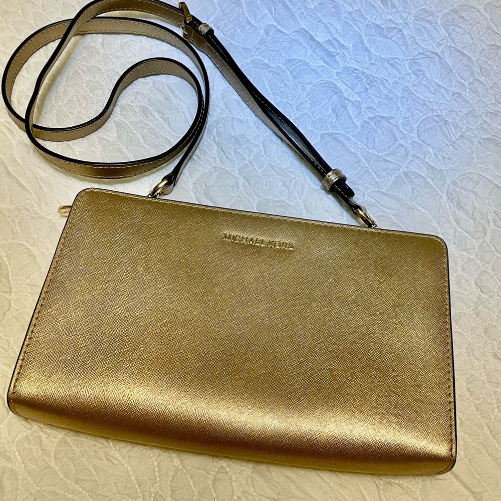 Michael Kors Metallic Gold Crossbody Bag - Picture 5 of 9